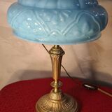 Bronze and blue opaline lamp 42x24