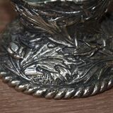 Antique glass and silver-plated metal bowl/candle holder