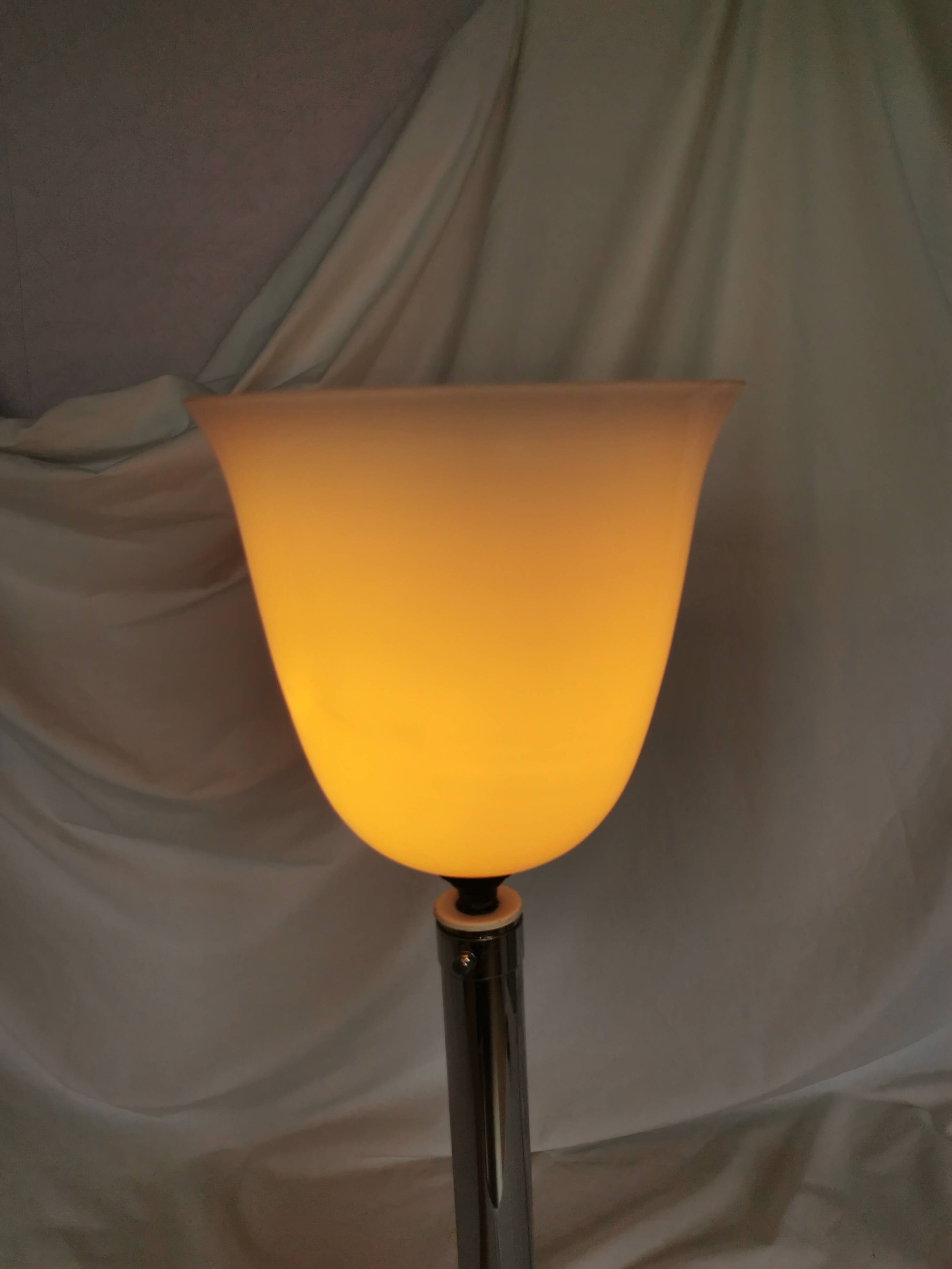 Large chrome and opaline lamp, Mazda and Ferdinand Solere, France, 1970