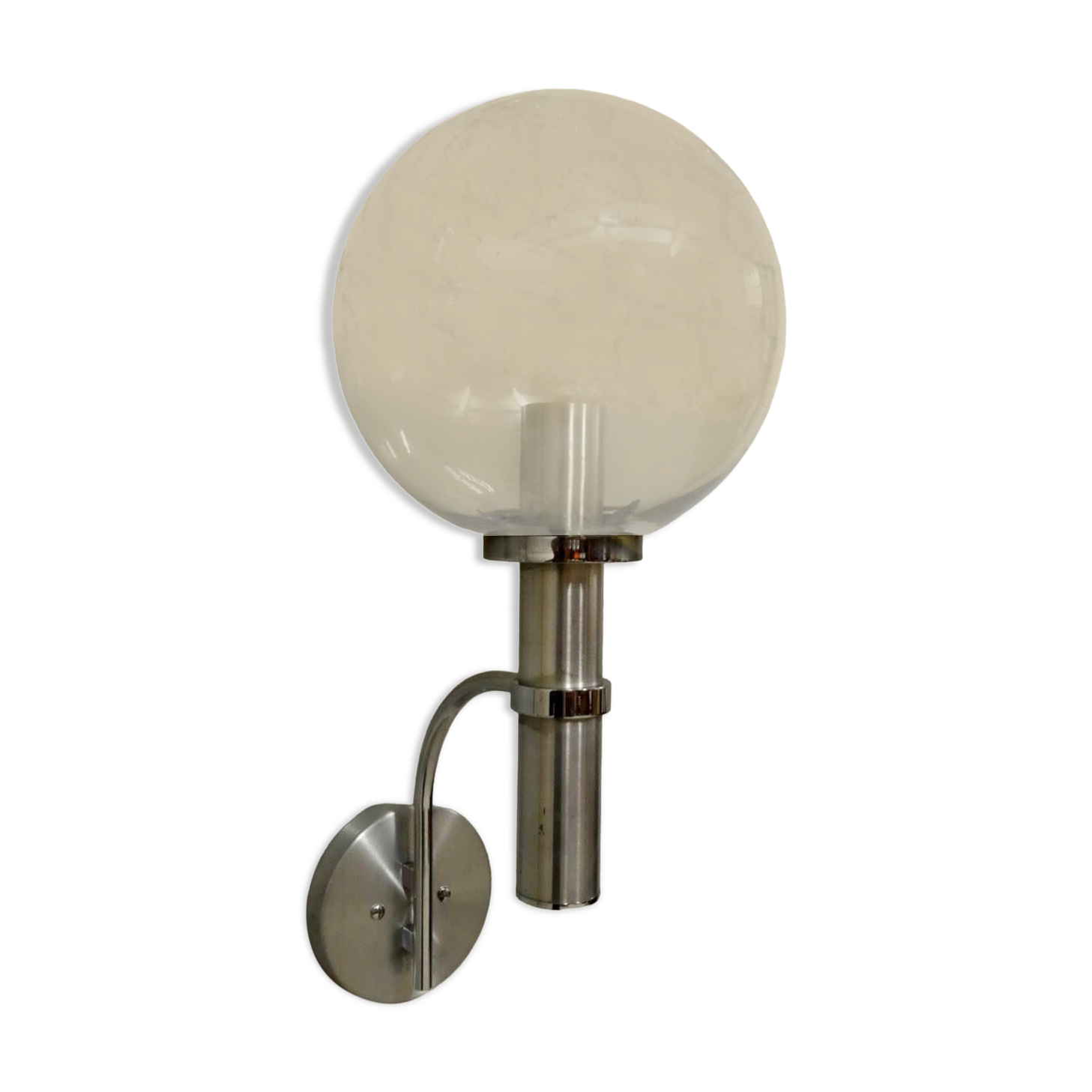 chrome & smoked glass wall light, 1970