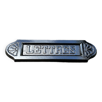 Grande plaque de boite aux lettres en fonte années 30, fente de boîte aux lettres vintage