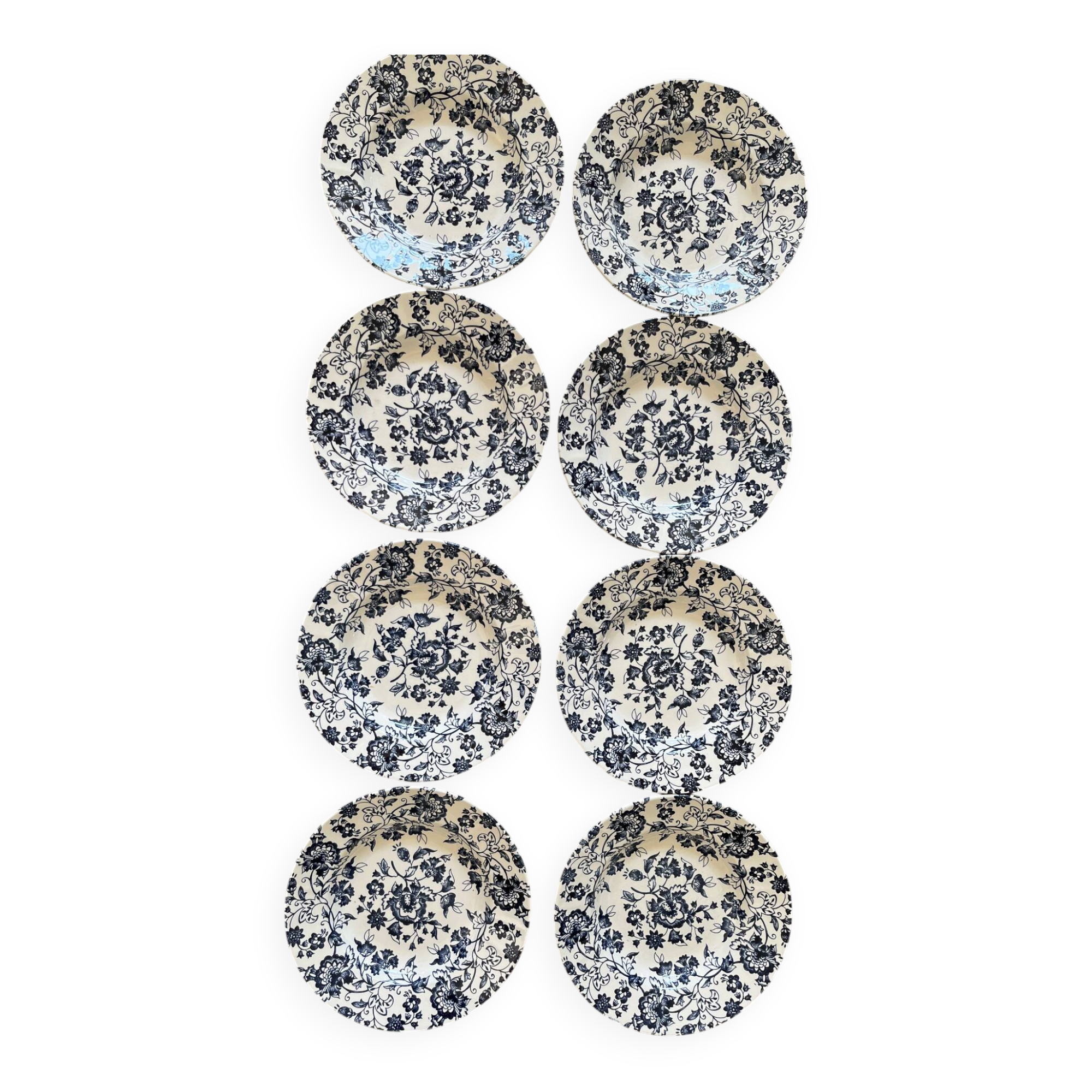 Assiettes creuses faïence à fleurs bleues