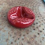 Verceram France Burgundy Red Slip Glazed Ceramic Ashtray