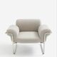 Fauteuil style vintage bouclette beige et structure chromé