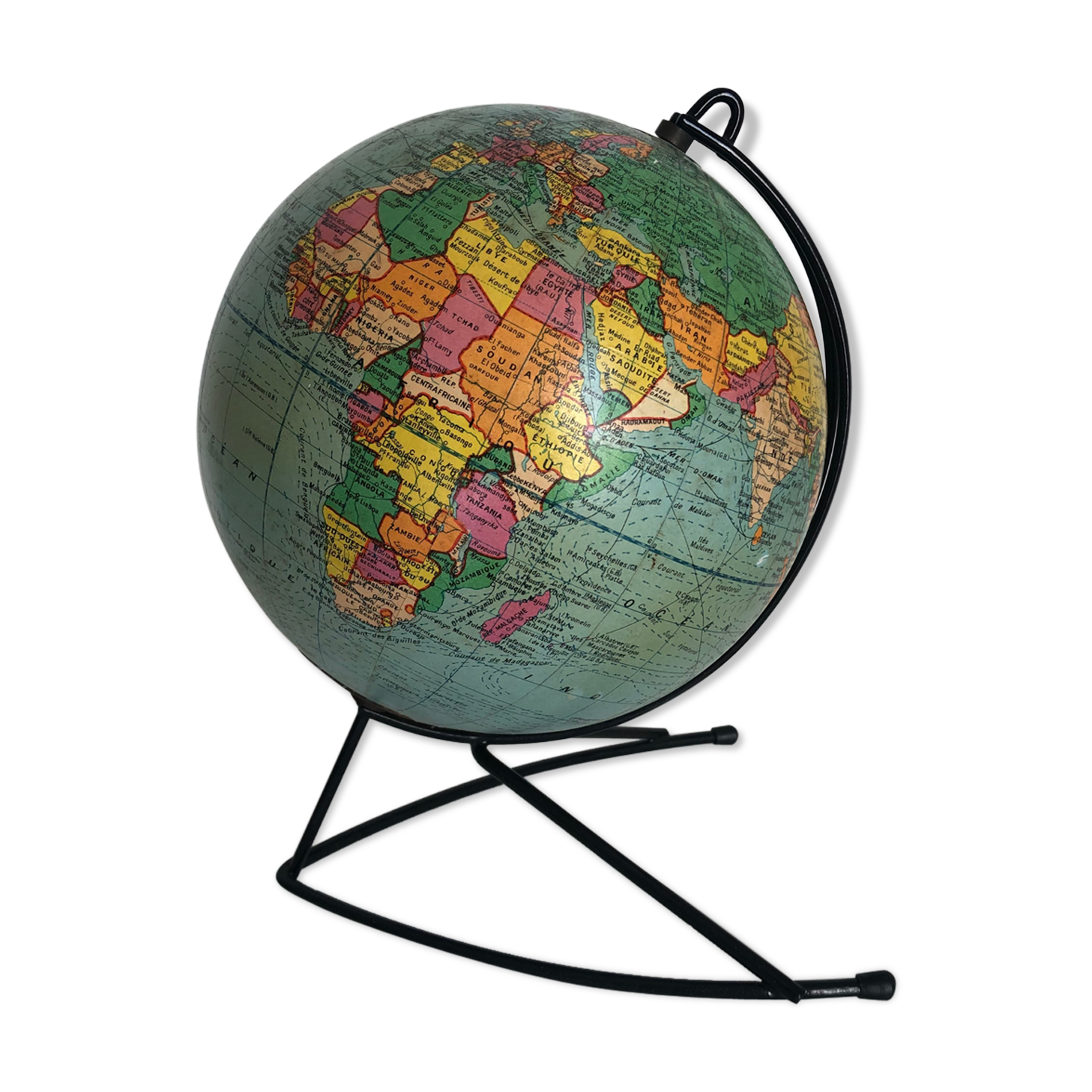 Globe Land Girard vintage glass 1960, 27 cm