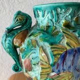 Spanish ceramic vase aquatic decoration