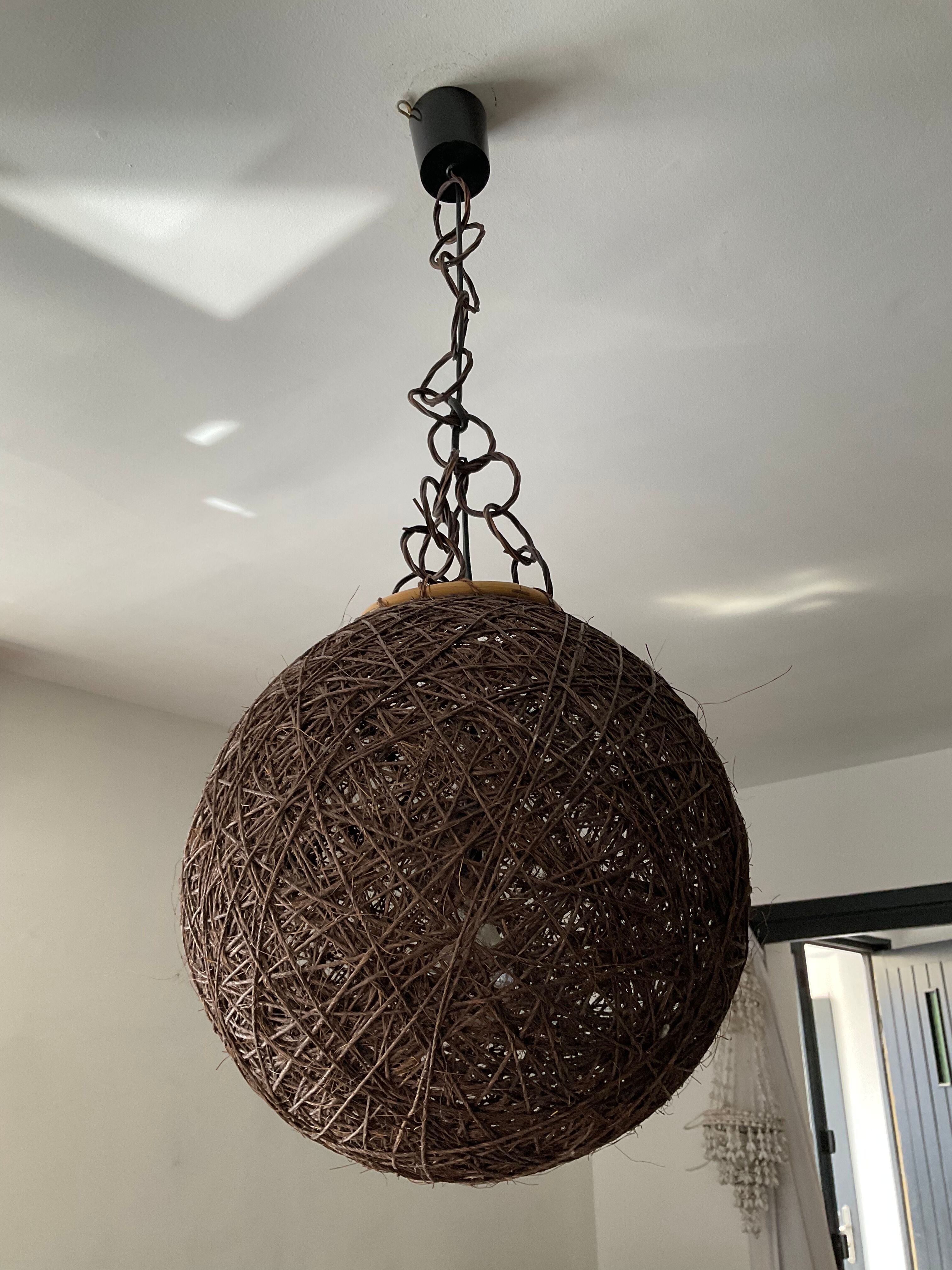 Vintage suspension Wicker ball 70s
