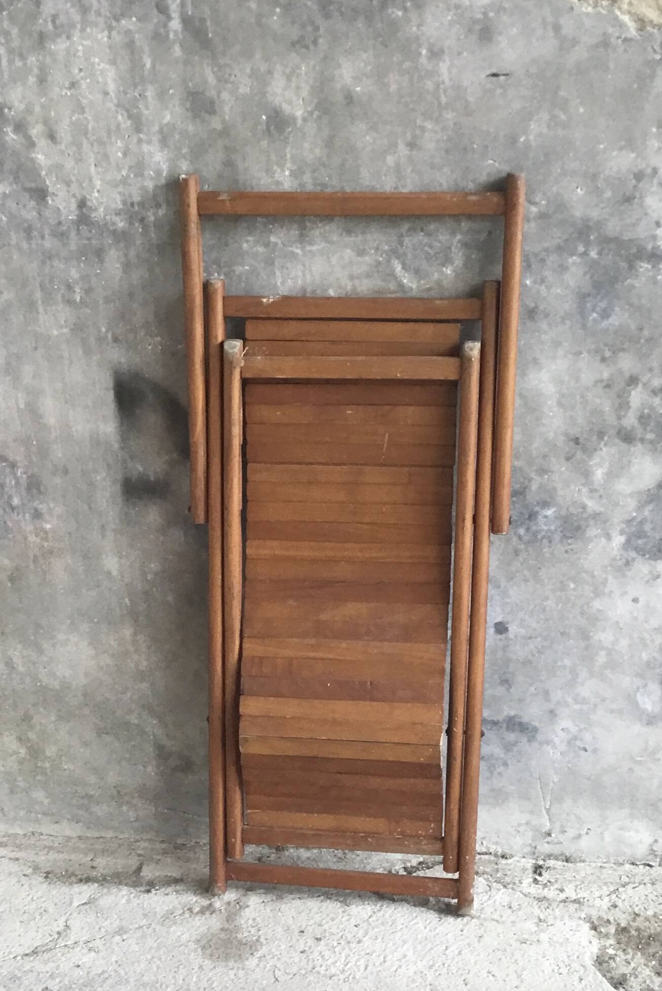 Vintage teak children's chaise longue
