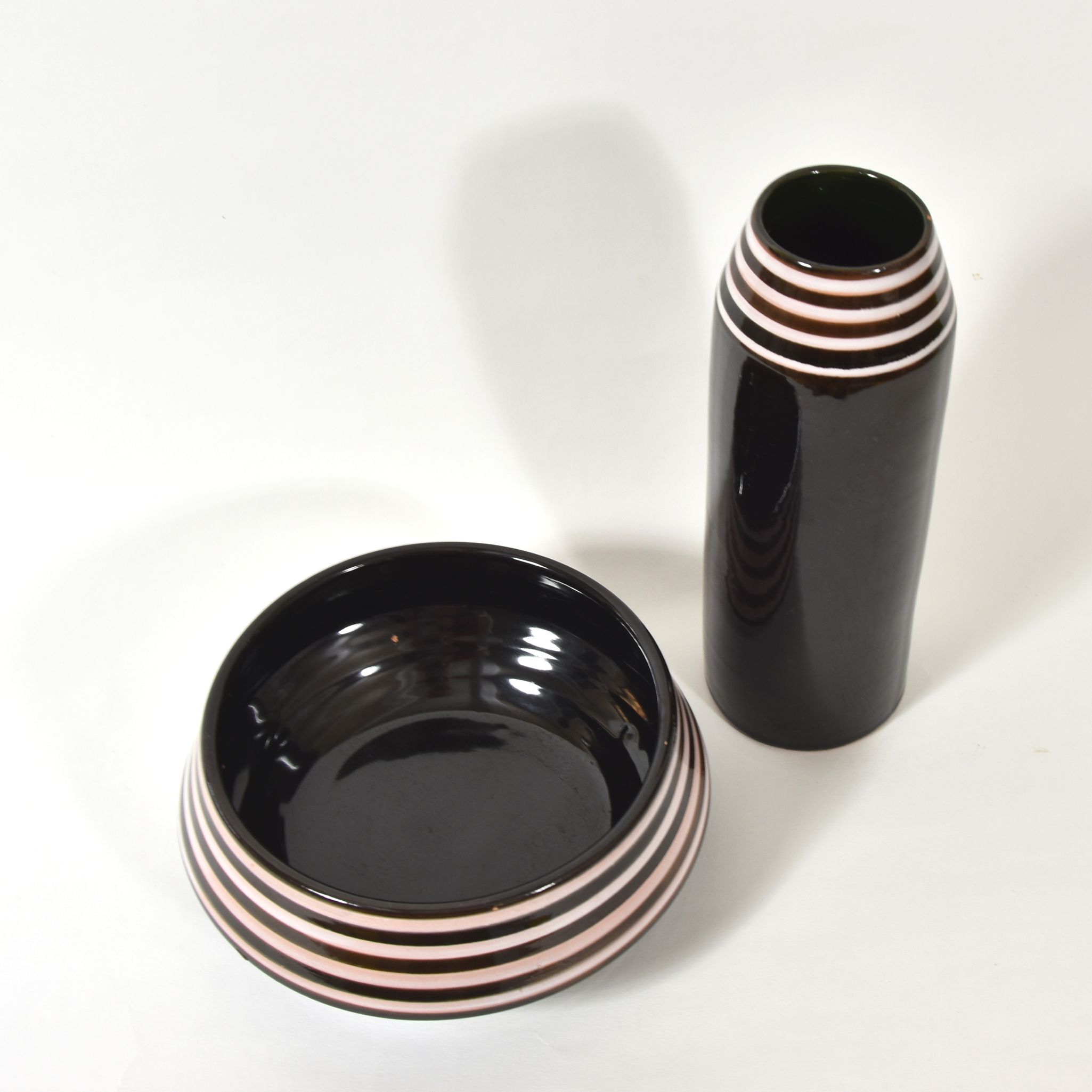 Set of bowl and vase, keralit litomyšl 1970s