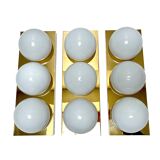 3 vintage limburg sconces, bronze gilded with fine gold, glass