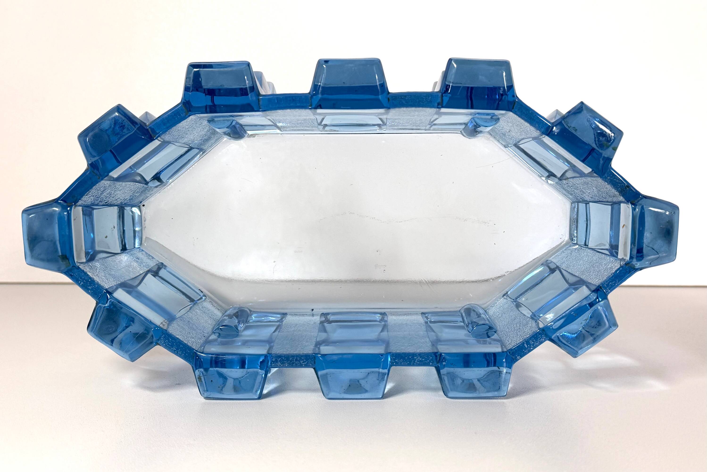 Bol en verre bleu Art Déco / pièce maîtresse par Rudolf Schrötter - Inwald, Pologne