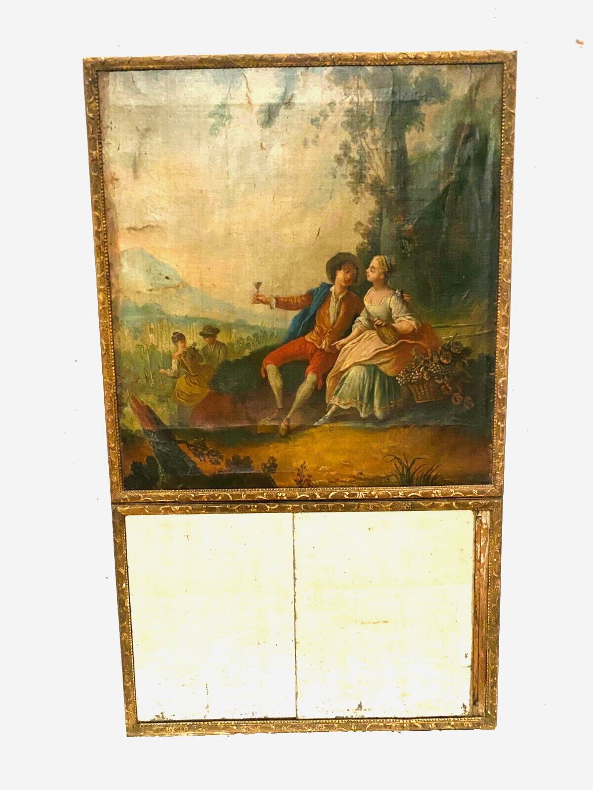 Louis XV style trumeau in carved wood 19th century