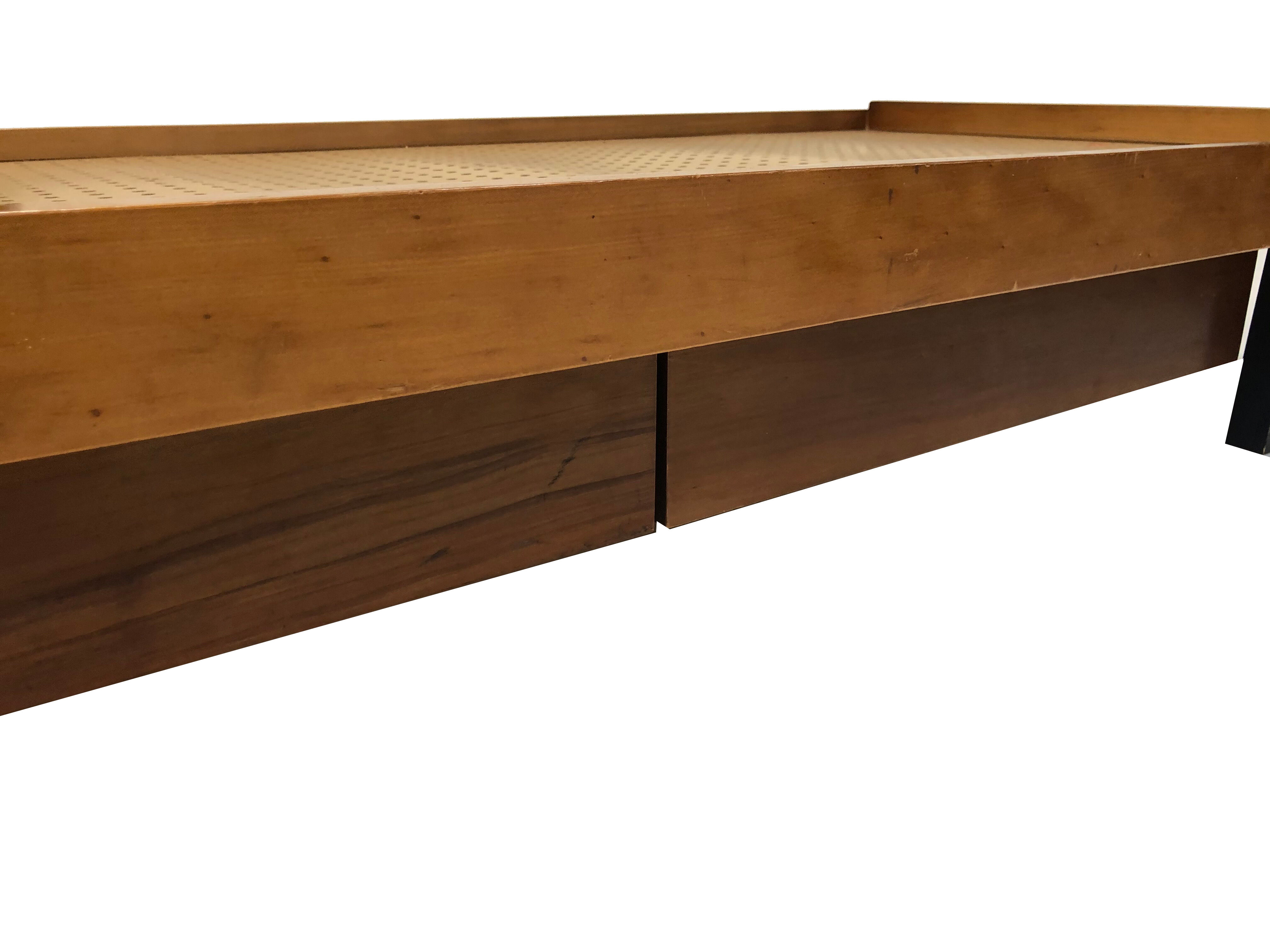 Vintage wooden bed with drawers, Netherlands, 1960