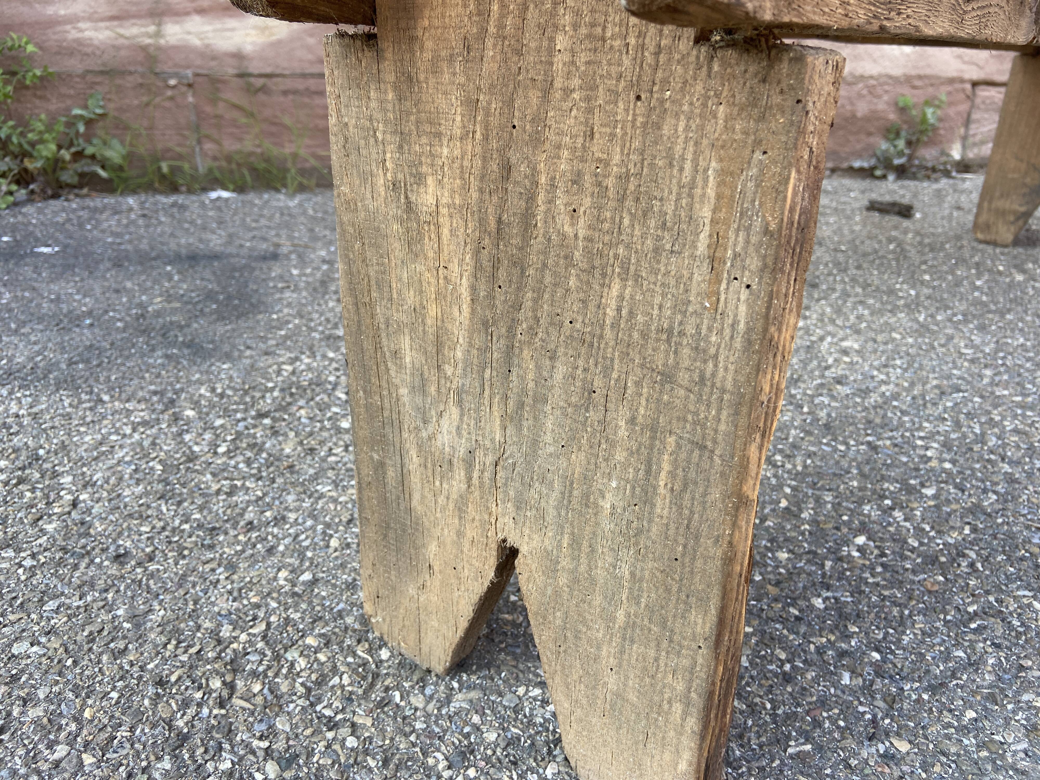 Rustic bench natural wood