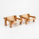 Pair of brutalist chairs in pine and canvas, 1970s