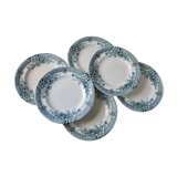 Set of 6 Longwy dessert plates, Watteau model