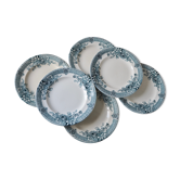 Set of 6 Longwy dessert plates, Watteau model