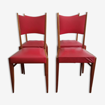 4 wooden and skaï chairs  50