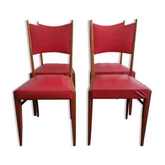 4 wooden and skaï chairs  50