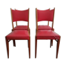 4 chaises années 50 en bois et skaï