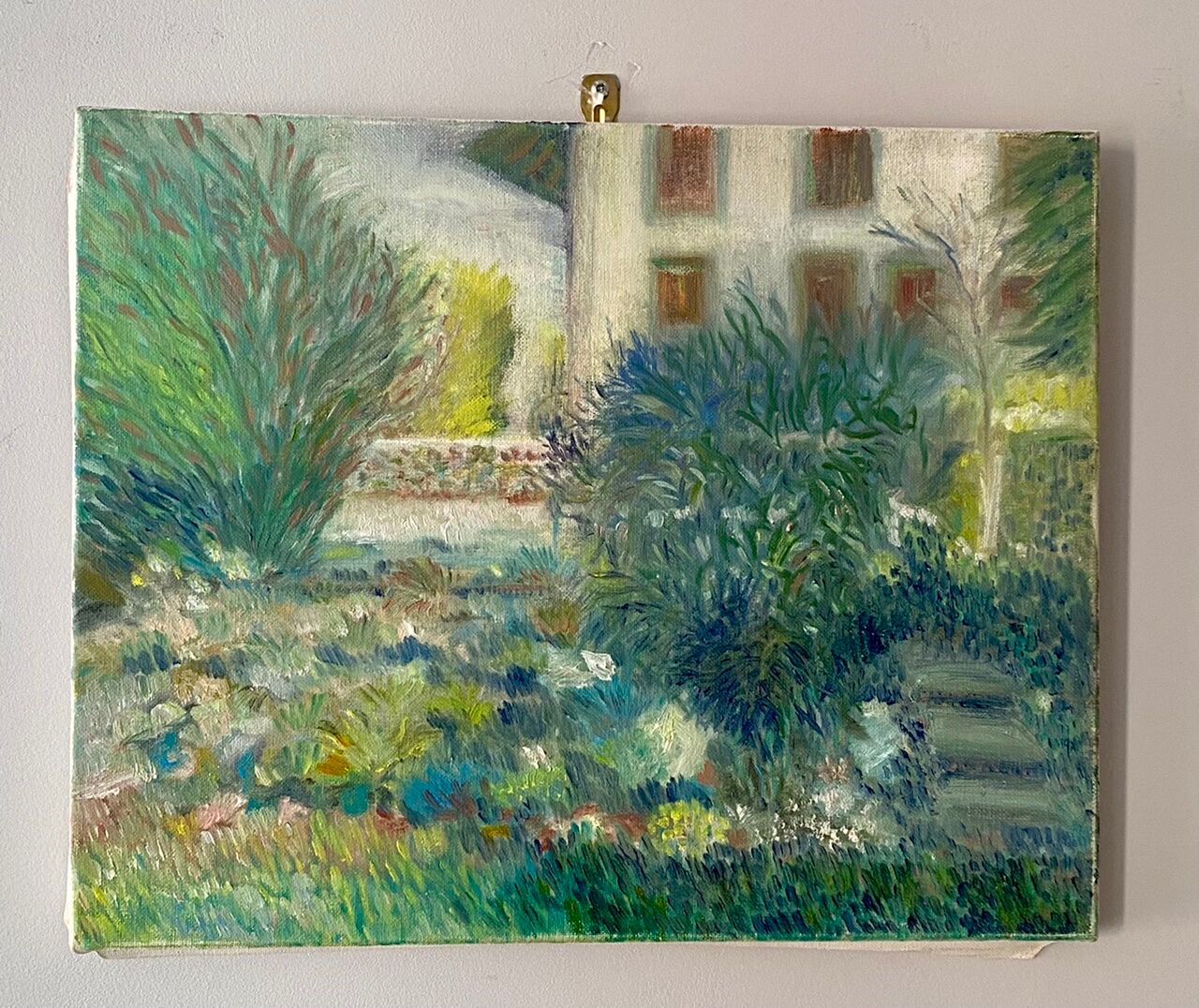 Old painting, landscape, summer garden, 70s/80s
