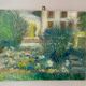 Old painting, landscape, summer garden, 70s/80s