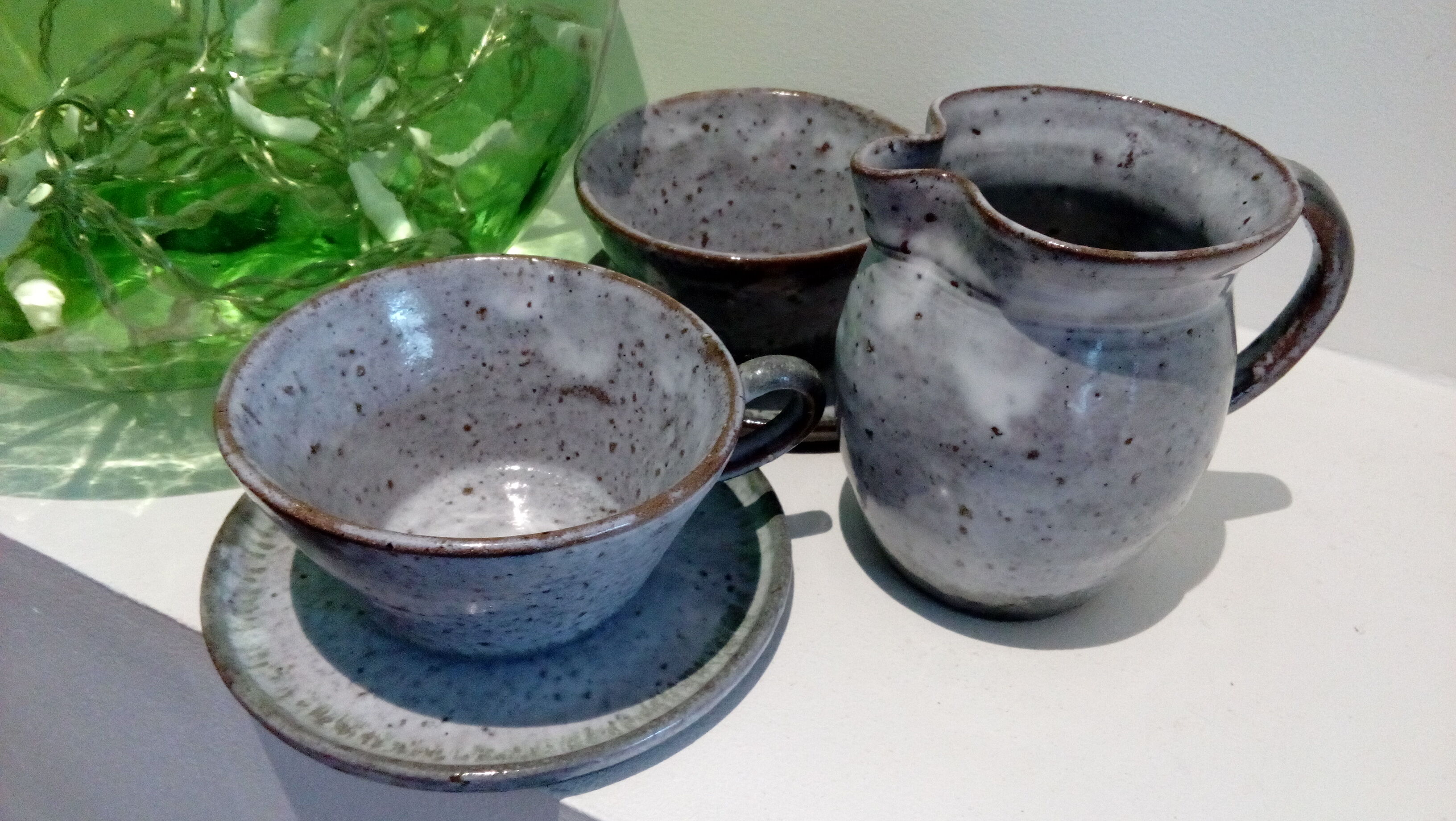 Sandstone cups and milk jar