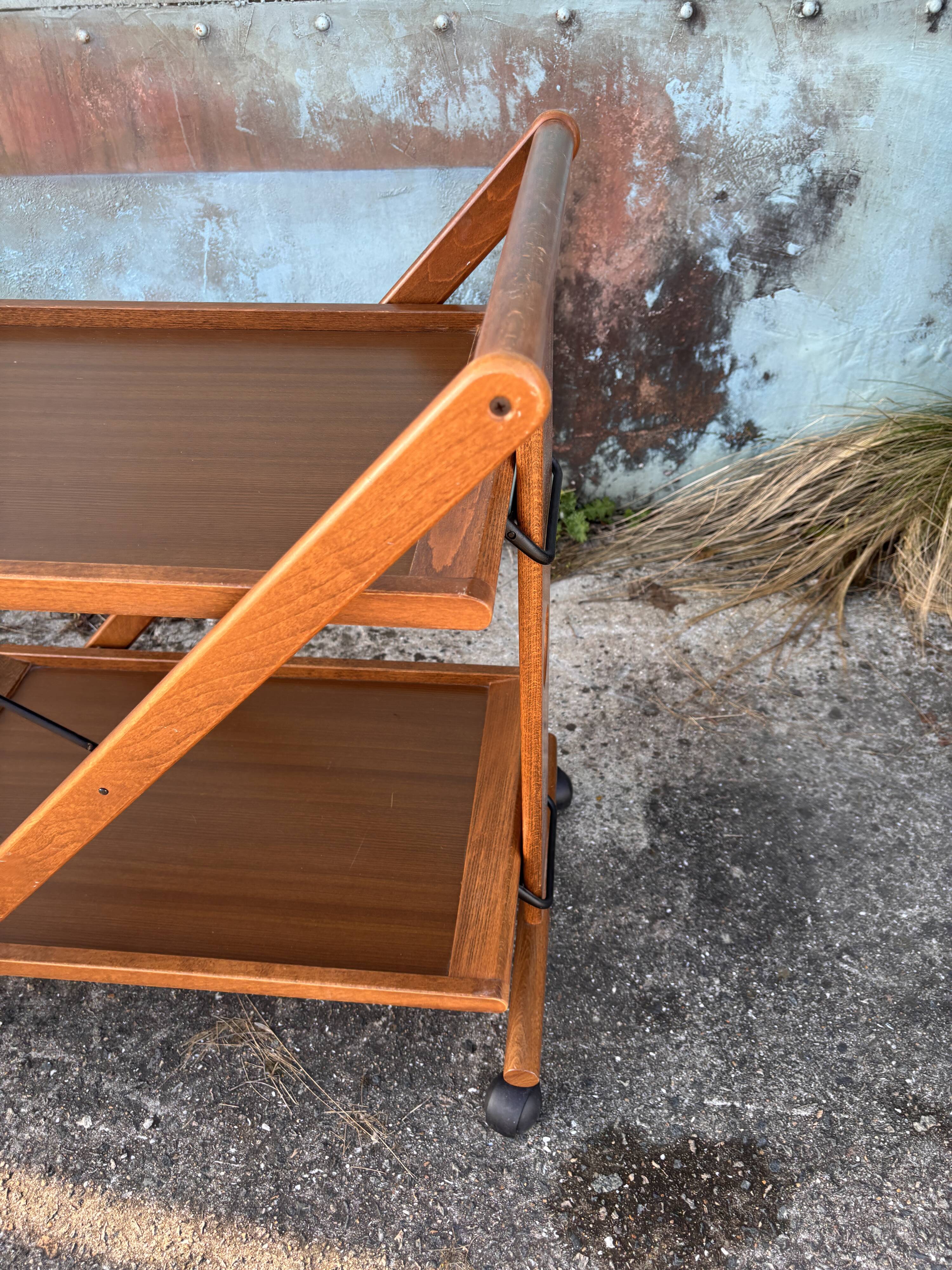 Folding rolling dessert trolley service table