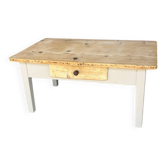 Table basse bois brut et taupe