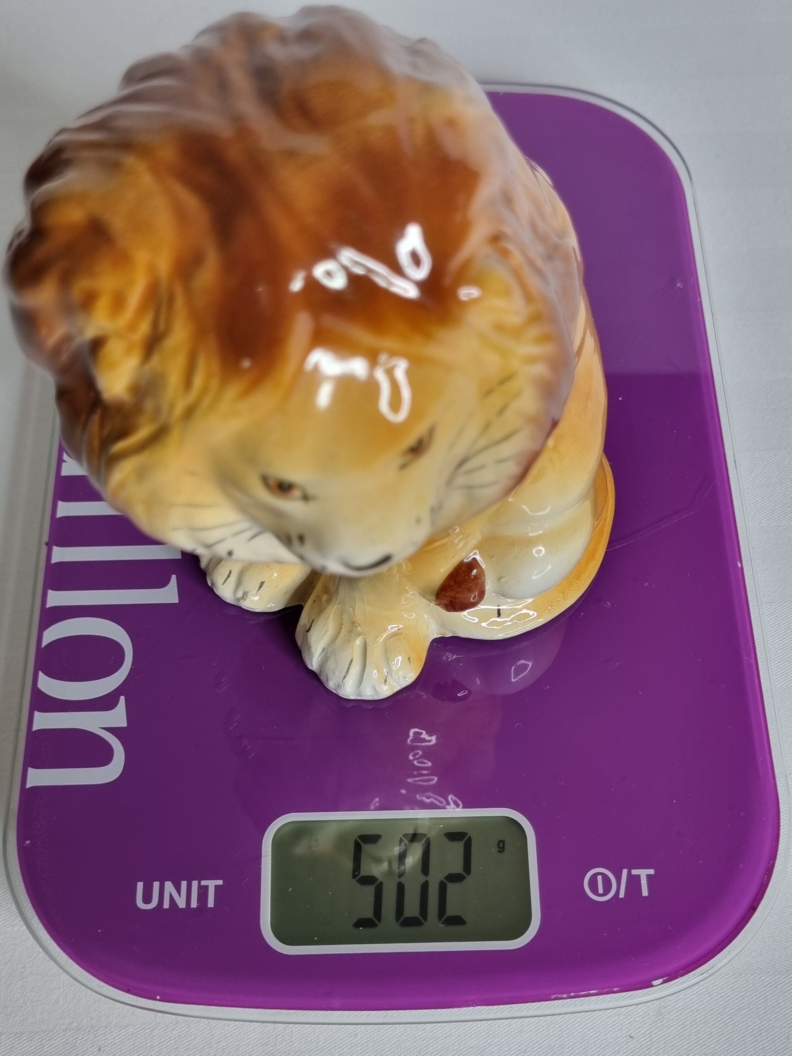 Lion in glazed ceramic, 70s