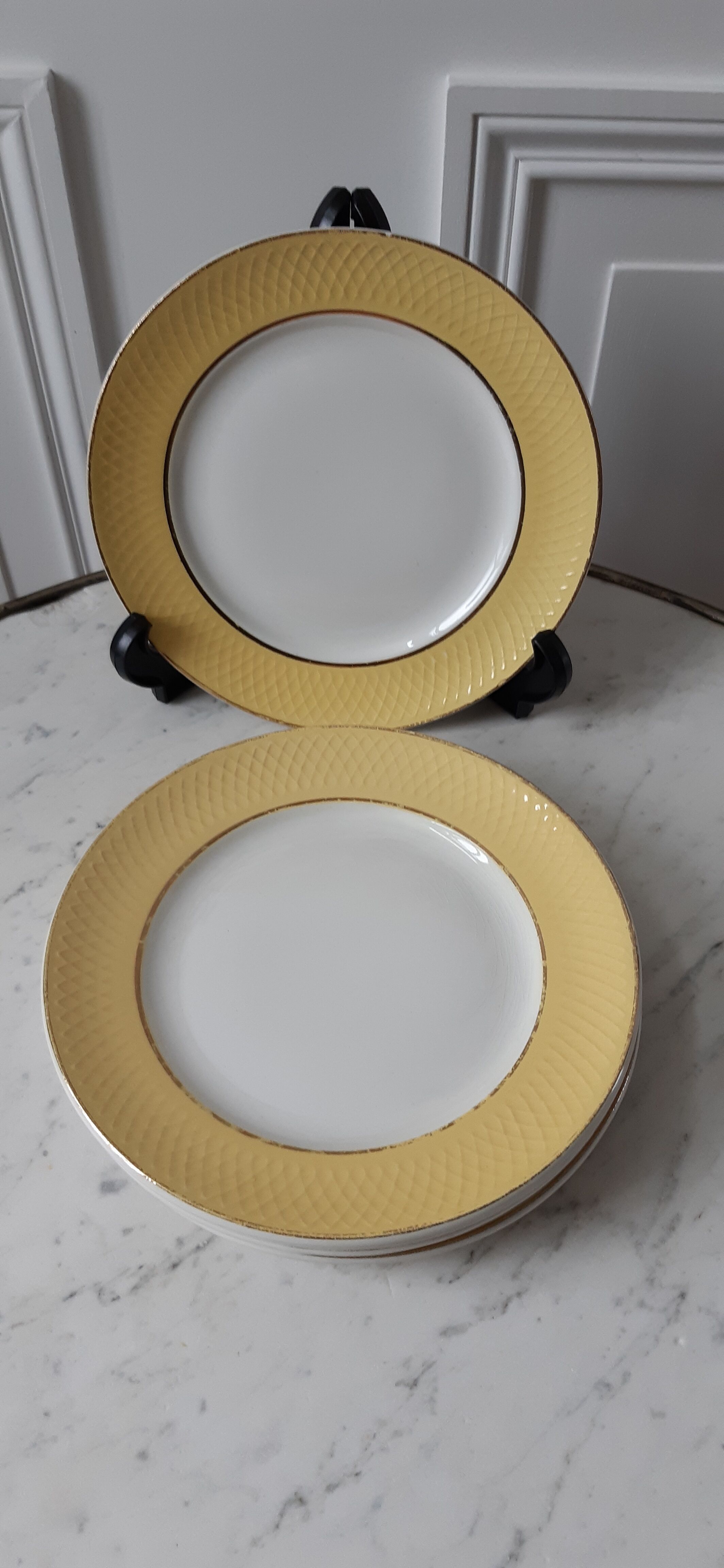 Set of 6 yellow dessert plates Moulin des Loups