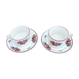 Pair of cups and under cups decorated with roses - Head to head - lunch