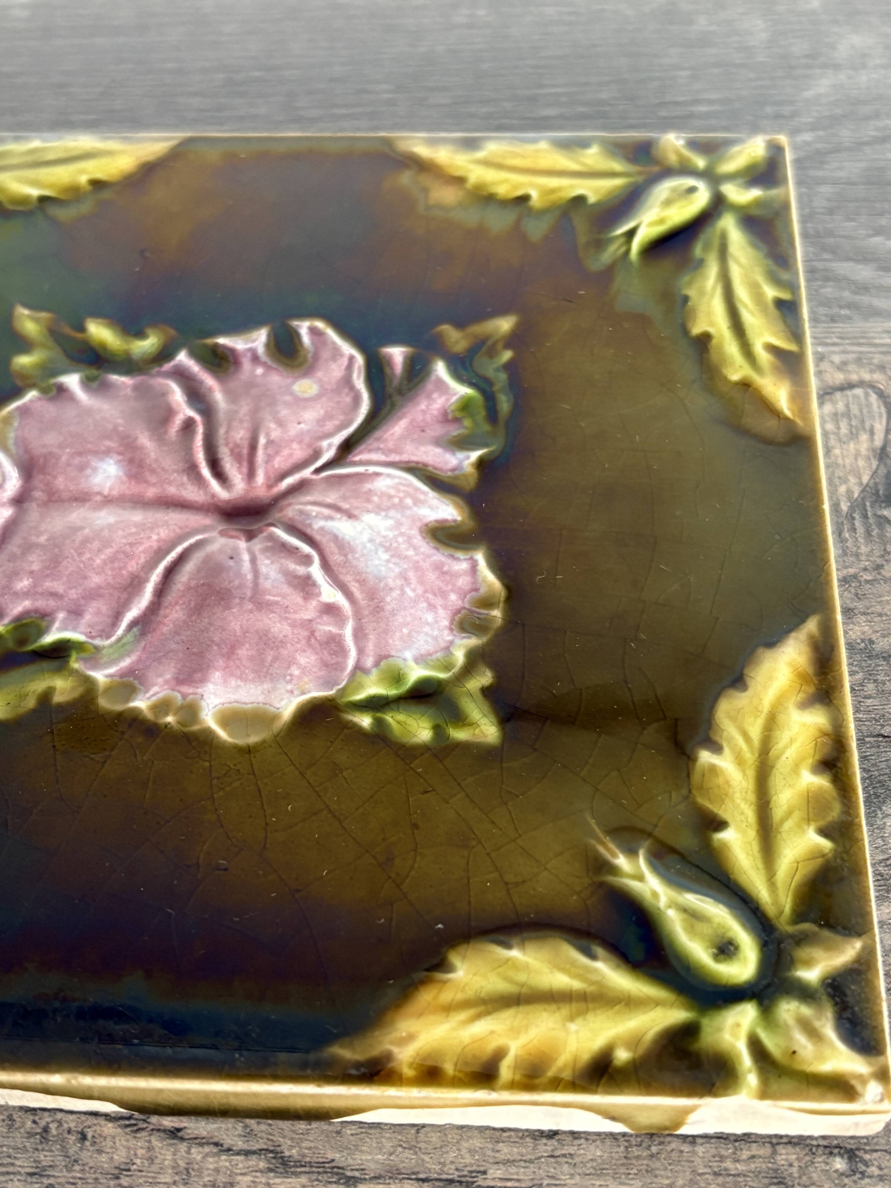 Antique Art Nouveau ceramic tile from 1900