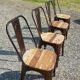 Set of 4 metal chairs with teak seat