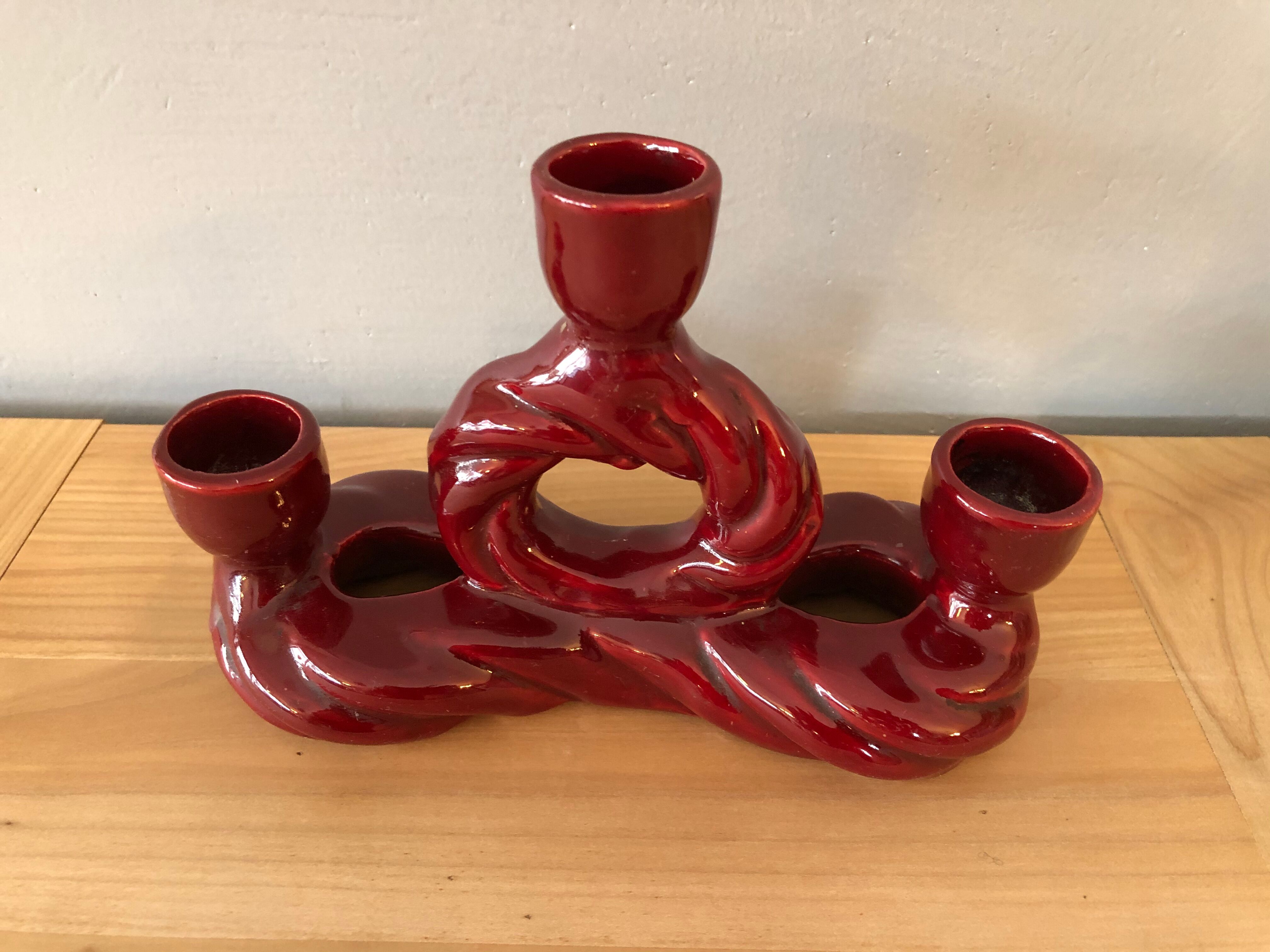 Enamelled ceramic candle holder