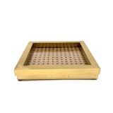 Hollywood regency vide poche, brass and Vienna straw, Italy 1970