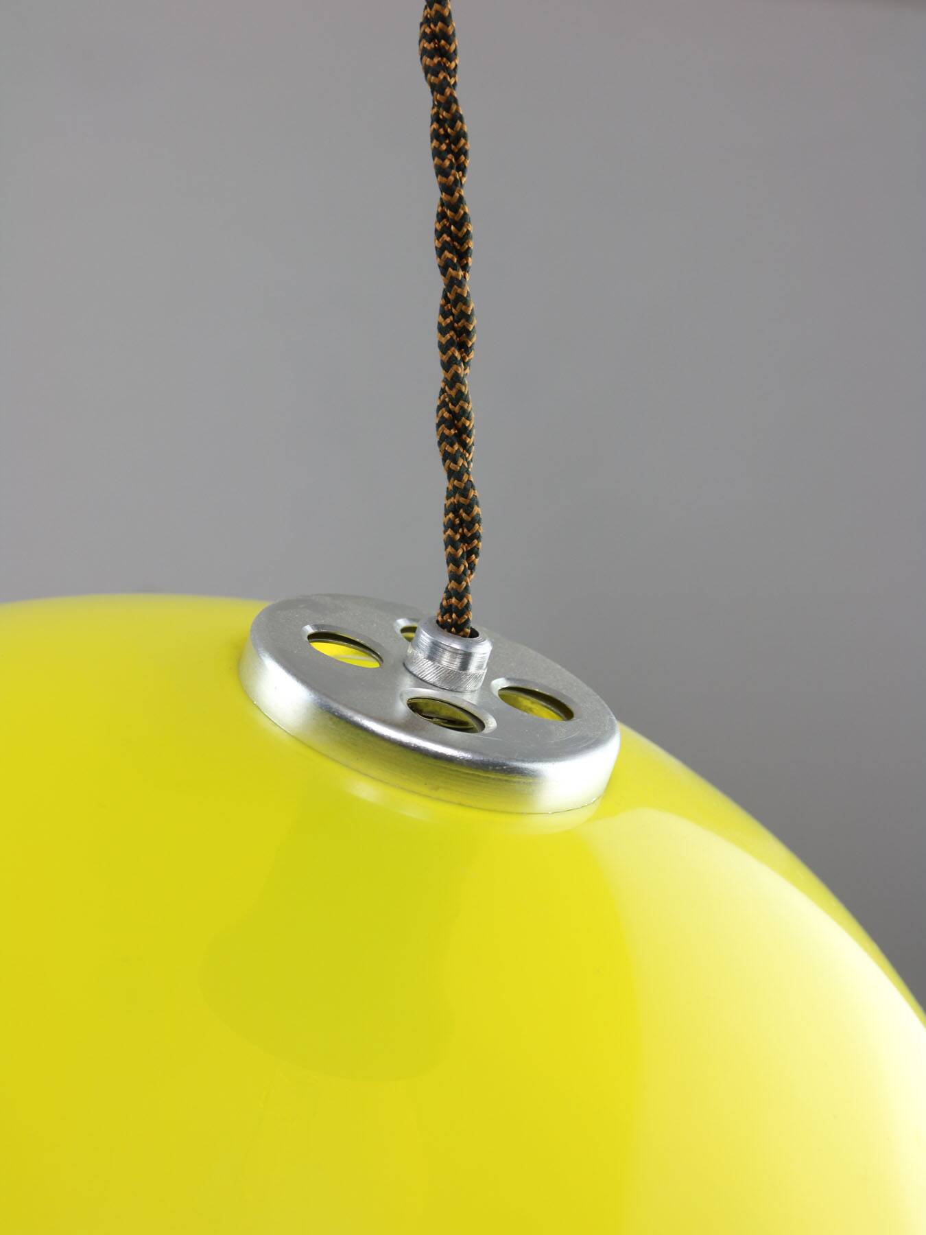 Italian Space Age Yellow Plexiglass Pendant Lamp, 1970s