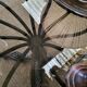 1970s modernist coffee table in smoked glass and metal.