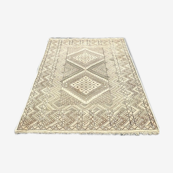 Tapis marocain beige et marron, années 70 - 186x266cm