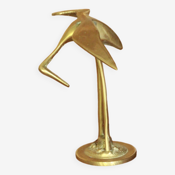 Brass heron statue