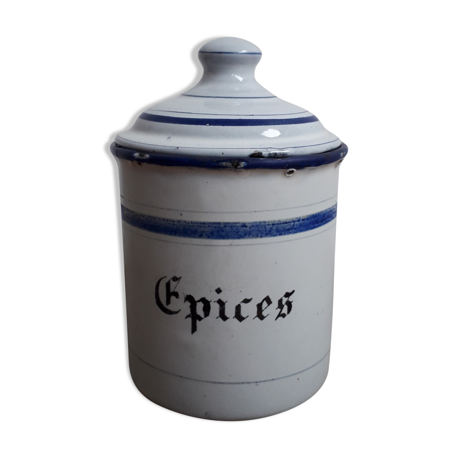 Enamelled iron spice pot