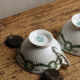 Set of cups and saucers, Sarreguemines porcelain, decoration "laurels"