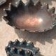 Vintage patinated metal hedgehog ashtrays – Greece