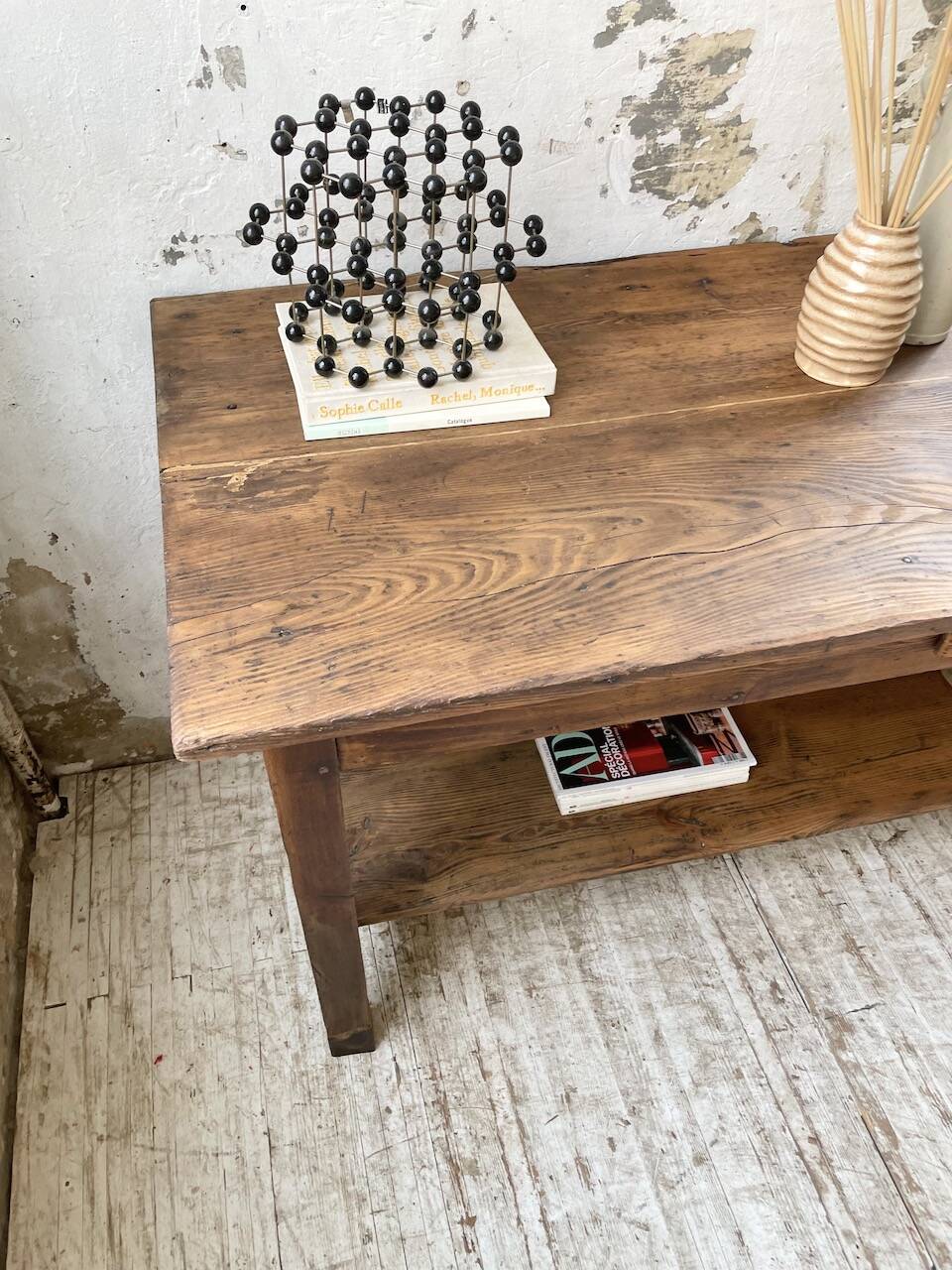 Drapery console table in pine