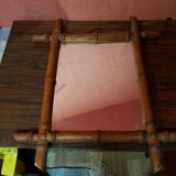 Ancien miroir bois style bambou décoration 40x46 vintage