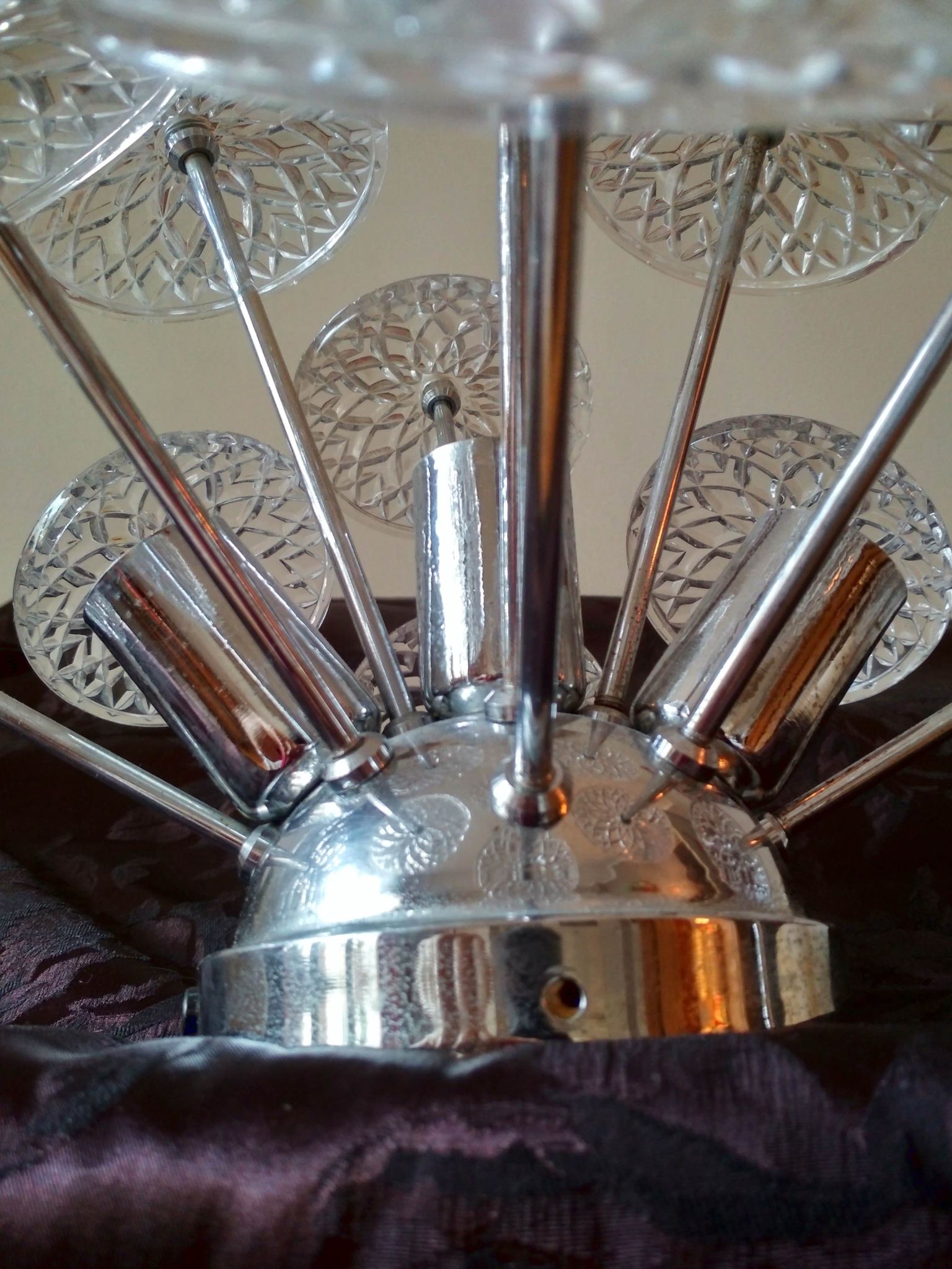 Sputnik ceiling light chandelier 3 fires Emil Stejnar - 1960
