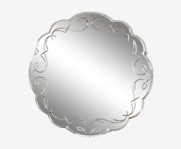 Miroir forme fleur biseauté et ciselé