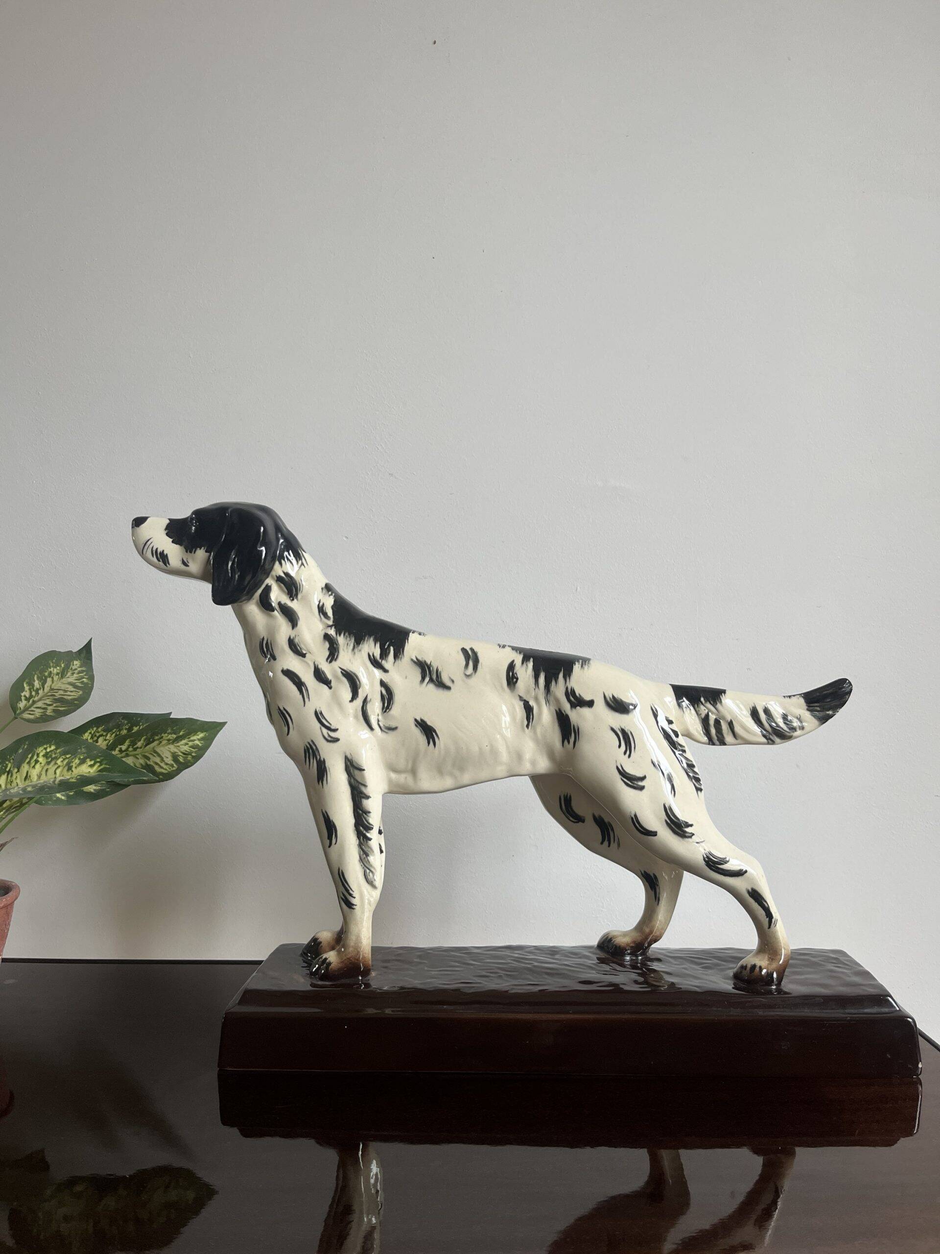 Setter animal earthenware from the Sainte Radegonde factory, 1950s