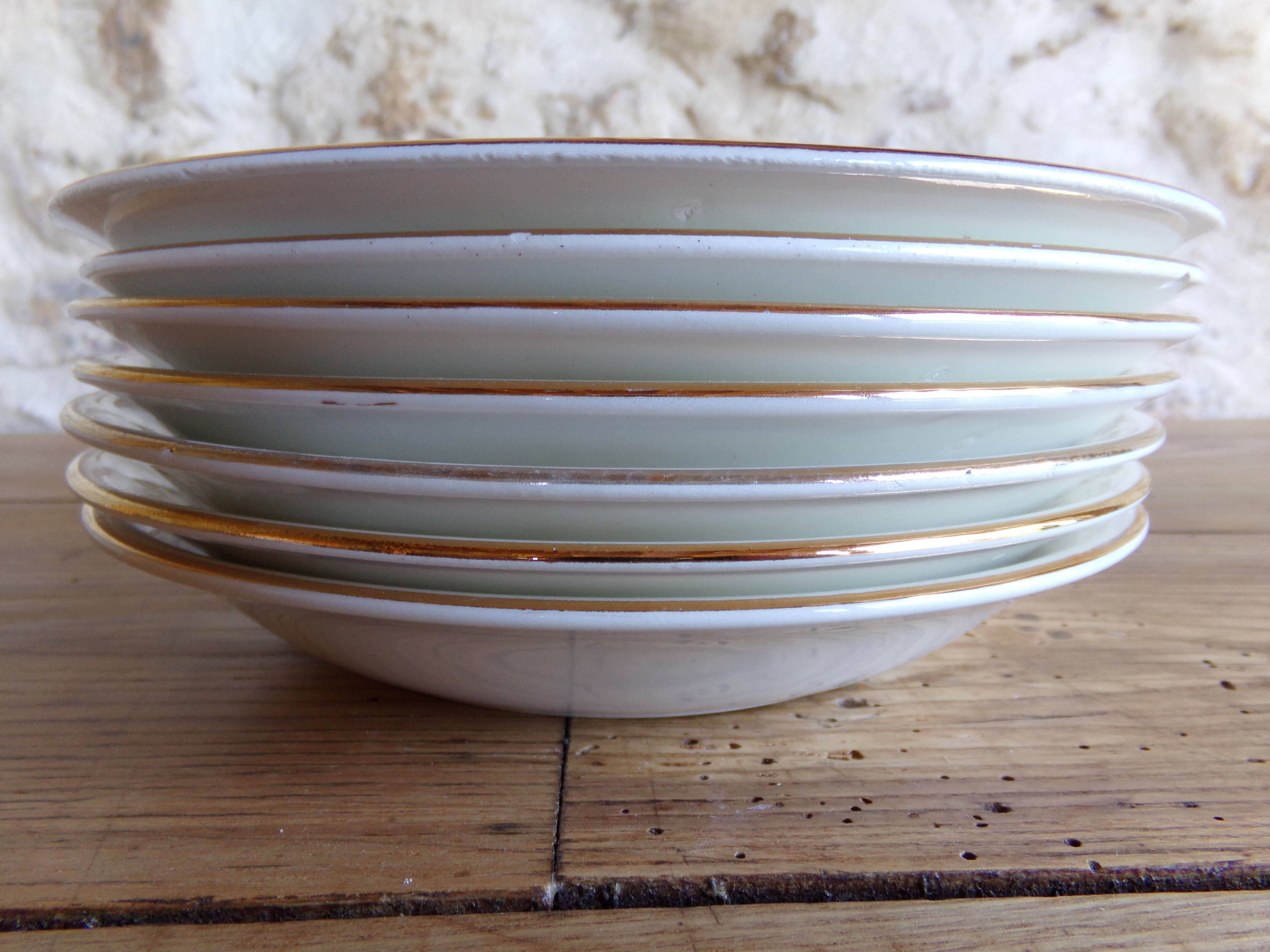 7 hollow plates Faïencerie de Gien model "Pompadour"