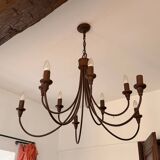 Copper metal chandelier with 10 bulbs